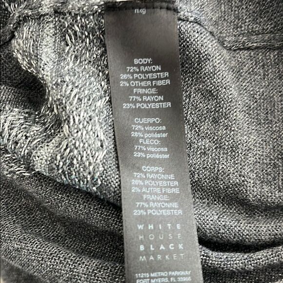 White House Black Market Gray Fringe Sweater Rhinestone & Metallic Accents NWOT - Picture 9 of 11
